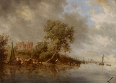 River Landscape with the Ruins of the Castle of Egmond by Salomon van Ruisdael or Ruysdael