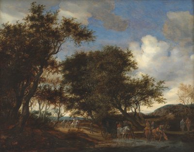 Landscape with Travellers Watering their Horses by Salomon van Ruysdael