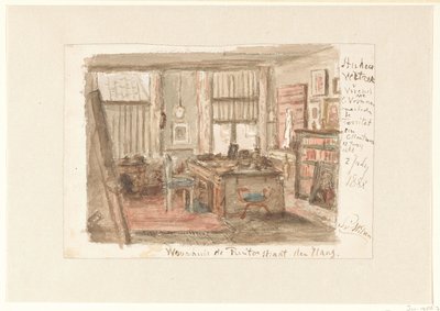 Study Room of Carel Vosmaer at Ruiterstraat in The Hague by Salomon van Witsen