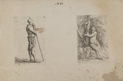 Armored Man, Holding Spear (Figurine Series) by Salvator Rosa