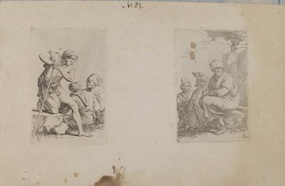 Man Kneeling with One Leg on Rock by Salvator Rosa
