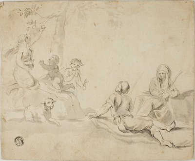 Apple Harvesters and Resting Shepherds by Salvator Rosa
