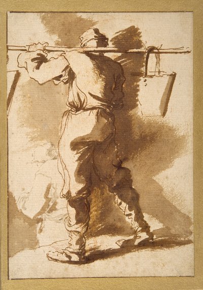 Back view of a water carrier, another figure beyond him by Salvator Rosa