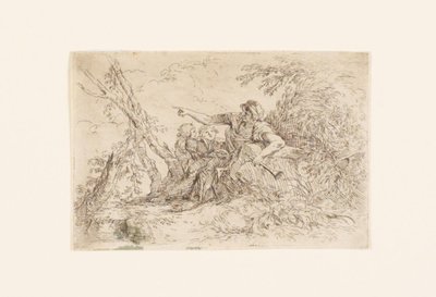 Shepherd and Two Children in a Landscape by Salvator Rosa