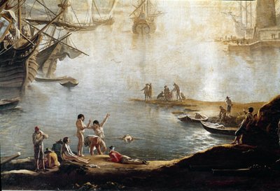 Marina of the port (detail) by Salvator Rosa