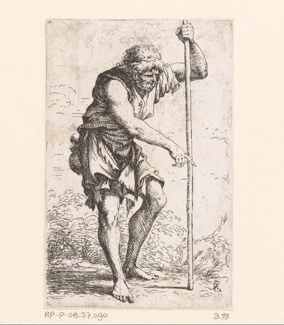 Old Man with a Stick by Salvator Rosa