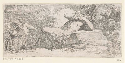 Satyr with a Pan Flute by Salvator Rosa