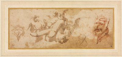 Sheet of Satirical Studies (Amorini Riding Phalli) by Salvator Rosa