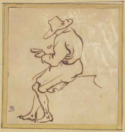 Seated Man in Profile Facing Left by Salvator Rosa