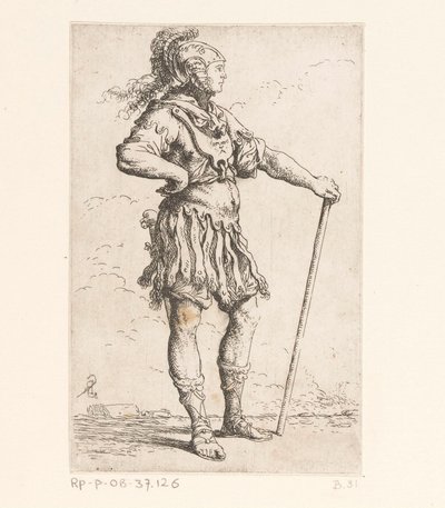 Soldier with a Stick (Small Figures) by Salvator Rosa