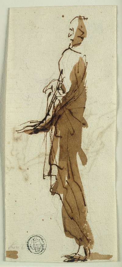 Standing Draped Figure in Profile; Massacre of the Innocents by Salvator Rosa