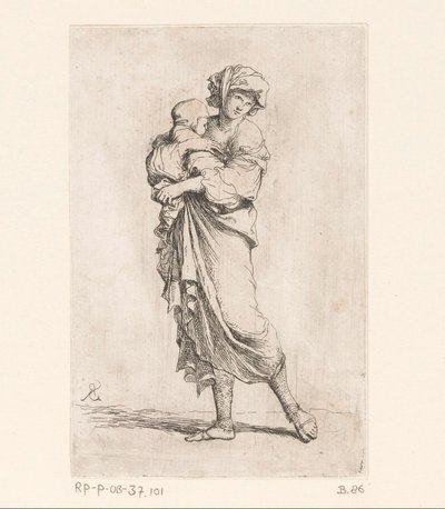 Woman with a Child (Small Figures) (Figurine) by Salvator Rosa