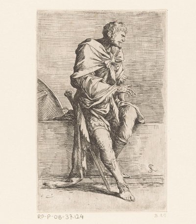 Seated Soldier (Small Figures, Figurine) by Salvator Rosa