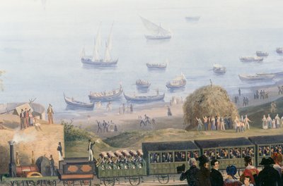 Arrival at Granatello Station of first train of Naples-Portici Railway by Salvatore Fergola
