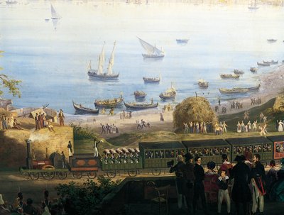 Arrival of the First Train from Naples to Portici Line at Granatello Station by Salvatore Fergola