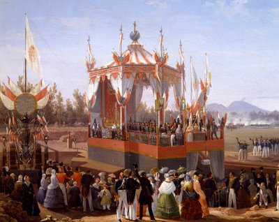 Francis I and Maria Isabella attending official ceremony at Arsenal of Naples (detail) by Salvatore Fergola