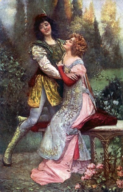 Francesca da Rimini and Paolo Malatesta. Illustration Inspired by S. Postiglione in: The Divine Comedy, by Dante Alighieri, Czech Republic, c.1910 by Salvatore Postiglione