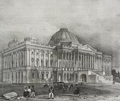 Facade of Capitol building in Washington, USA, lithograph by Salvatore Puglia from Poliorama Pittoresco by Salvatore Puglia