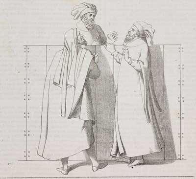 Florentine Artisans of 16th Century, Florence, Tuscany, Italy (lithograph by Salvatore Puglia from Poliorama Pittoresco, n 28, February 15) by Salvatore Puglia