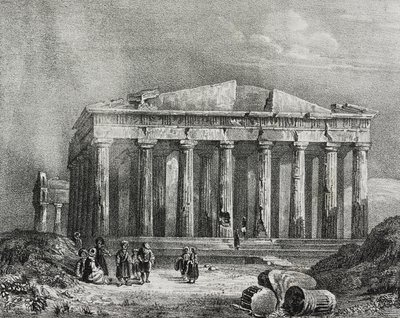 Parthenon, Acropolis of Athens, Greece, lithograph by Salvatore Puglia from Poliorama Pittoresco, n 32, March 19 by Salvatore Puglia
