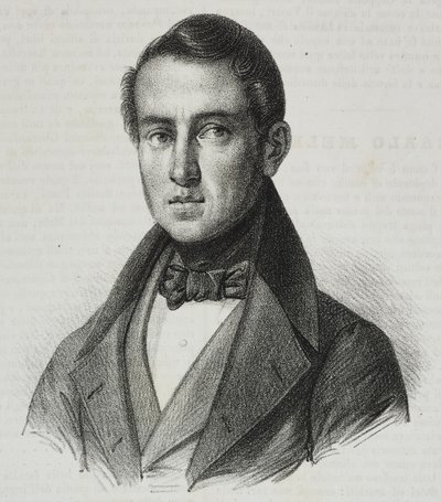 Portrait of Carlo Mele, lithograph by Salvatore Puglia from Poliorama Pittoresco, n 15, November 20 by Salvatore Puglia