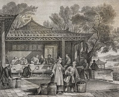 Tea workshop, lithograph by Salvatore Puglia from Poliorama Pittoresco by Salvatore Puglia