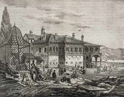 Tomb of Ali Pacha in Joannina, Greece. Lithograph by Salvatore Puglia from Poliorama Pittoresco by Salvatore Puglia