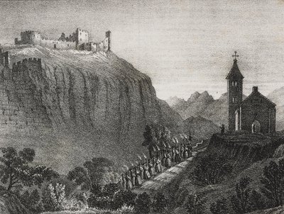 Trip to Cappelluccia, scene of Magic Lantern, collection of stories and pictures, lithograph by Salvatore Puglia from Poliorama Pittoresco by Salvatore Puglia