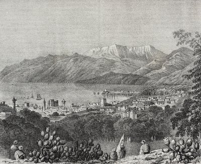 View of Beirut and Mount Lebanon Range, Lebanon, from Poliorama Pittoresco, No. 8, October 1 by Salvatore Puglia