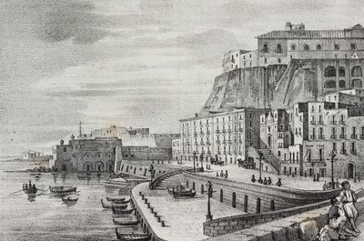 View of Borgo Santa Lucia, Naples, Campania, Italy, from Poliorama Pittoresco, No. 36, April 15 by Salvatore Puglia
