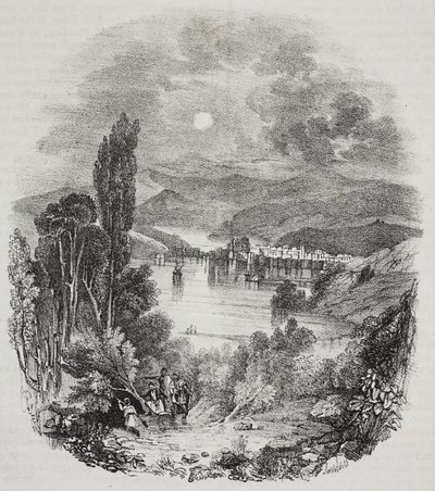 View of Cephissus lake surroundings in Boeotia, Greece, lithograph by Salvatore Puglia from Poliorama Pittoresco by Salvatore Puglia