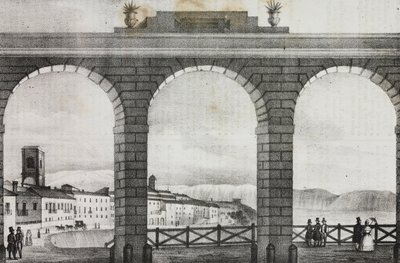 View of Chieti from Piazza Grande, Italy, lithograph by Salvatore Puglia from Poliorama Pittoresco by Salvatore Puglia