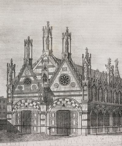 View of Church of Santa Maria della Spina in Pisa, Tuscany, Italy (lithograph by Salvatore Puglia from Poliorama Pittoresco, n 34, March 29) by Salvatore Puglia
