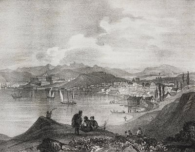 View of Corfu from Mount Oliveto, Ionian Islands, Greece, lithograph by Salvatore Puglia from Poliorama Pittoresco, n 25, January 25 by Salvatore Puglia