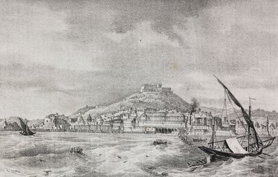 View of Naples from the sea, Campania, Italy, lithograph by Salvatore Puglia from Poliorama Pittoresco by Salvatore Puglia