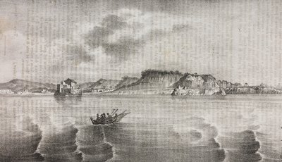 View of Posillipo from the Coroglio road, Campania, Italy, lithograph by Salvatore Puglia from Poliorama Pittoresco by Salvatore Puglia