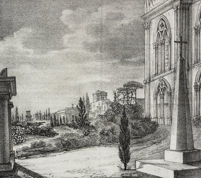 View of Cemetery from Gothic Convent, Naples, Campania, Italy, from Poliorama Pittoresco, No. 34, April 1 by Salvatore Puglia