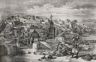 View of the Citadel of Tangier, Morocco (lithograph by Salvatore Puglia from Poliorama Pittoresco, n 26, February 3) by Salvatore Puglia