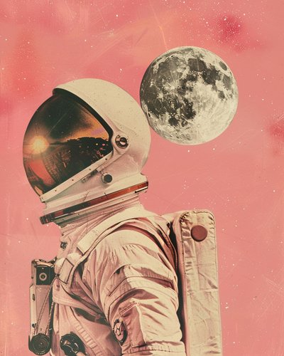 Astronaut Moon Sunset by Samantha Hearn