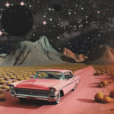 Pink Car Cosmic Desert by Samantha Hearn