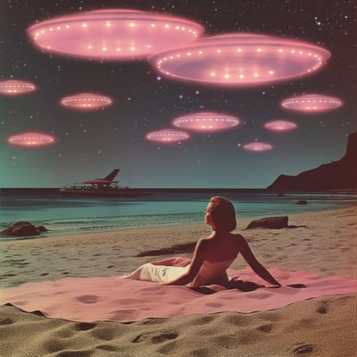 Pink UFO Beach Dream by Samantha Hearn