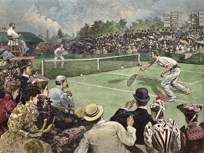 The Lawn Tennis Championship at Wimbledon 1891, Messrs W Baddeley and J Pim Competing for the Finals by Samuel (after) Begg