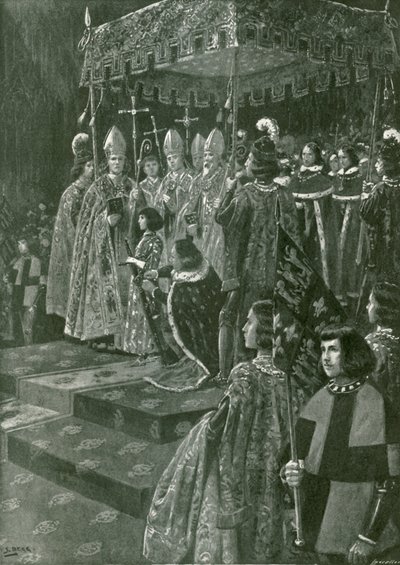 The Presenting of the Spurs and Sword at the Coronation of Henry VI by Samuel (after) Begg