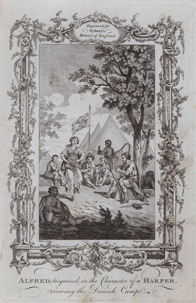 Alfred, disguised in the Character of a Harper, viewing the Danish Camp by Samuel (after) Wale