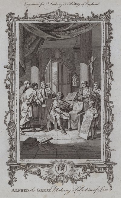 Alfred the Great Making a Collection of Laws by Samuel (after) Wale