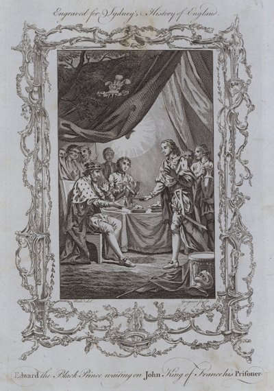 Edward the Black Prince waiting on John King of France his Prisoner by Samuel (after) Wale