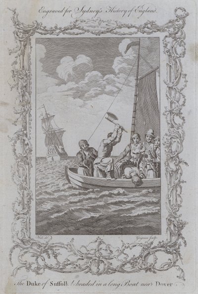 The Duke of Suffolk beheaded in a long Boat near Dover by Samuel (after) Wale