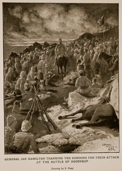 General Ian Hamilton thanking the Gordons for their attack at the battle of Doornkop by Samuel Begg