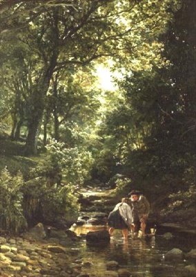 Children in the Stream by Samuel Bough