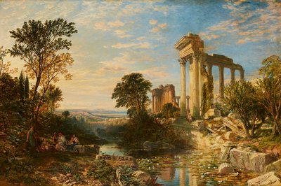 Italian Landscape With Figures By Ruins by Samuel Bough